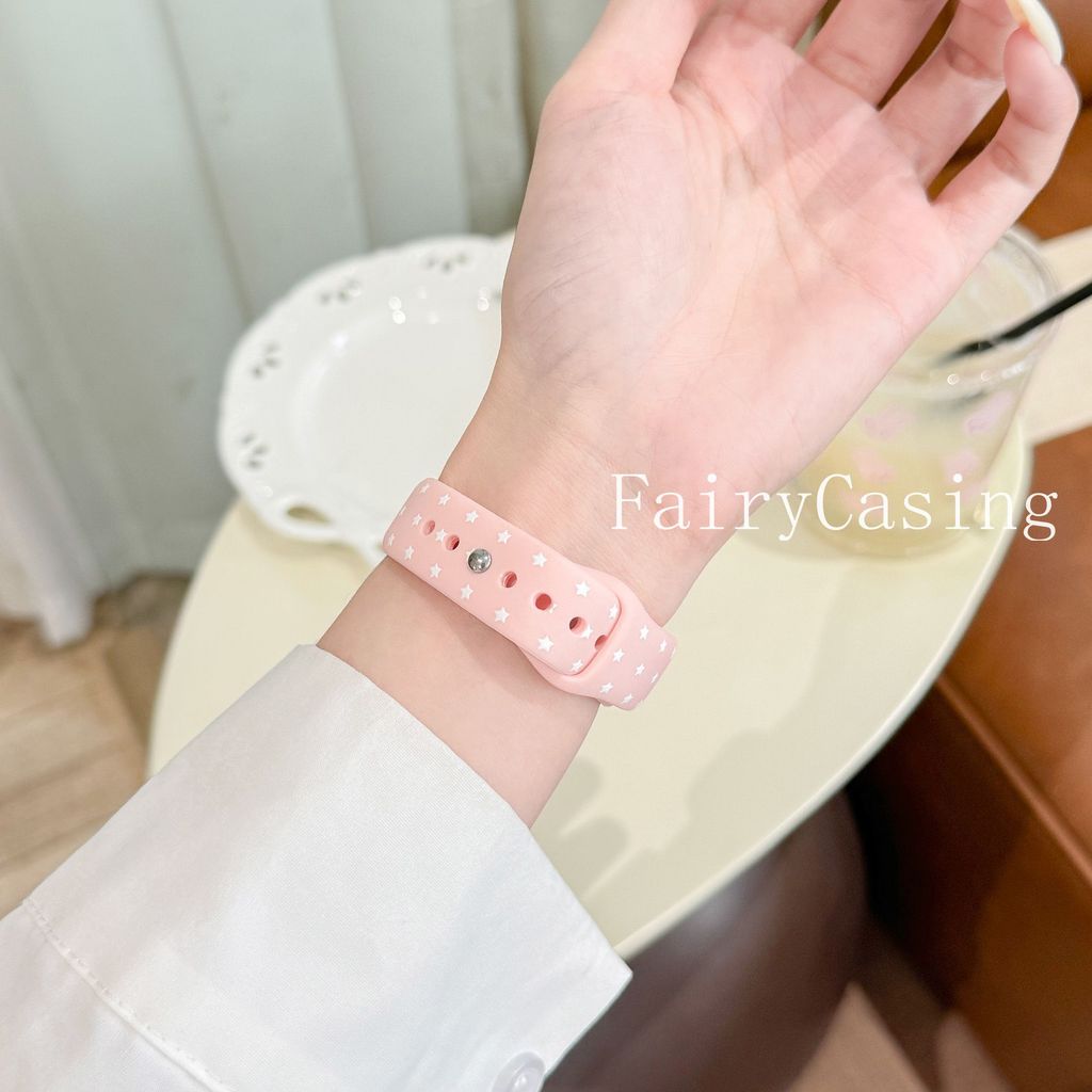 Dây đeo in hình chấm bi ngôi sao cho Apple Watch Series 11 10 9 8 7 6 5 4 3 Vòng đeo tay silicon 46mm 42 45 44 41 40 38 Mm Ban nhạc