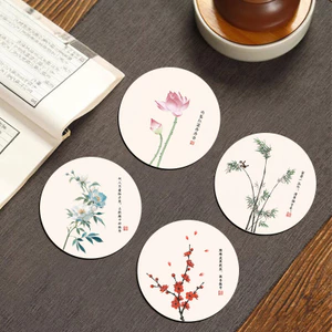 Mới Phong Cách Trung Quốc Placemat Coaster Tấm Cách Nhiệt Thấm Hút Nước Tròn Chống Trơn Trượt Bàn Ăn Thảm Trà Hộ Gia Đình Sáng Tạo Đặt Miếng Lót