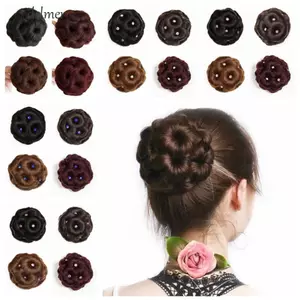 DELMER Tóc Tổng Hợp Bun, Hoa Nhẫn Bun Tóc Donut Chín Hoa Tóc, Kiểu Tóc Giả Scrunchie Cô Dâu Tóc Xoăn Chignon Nữ