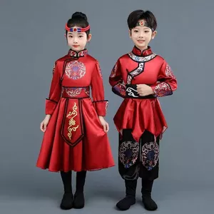 💕Chỗ💕 Trẻ Em Dân Tộc Mông Cổ Trang Phục Quần Áo Bé Gái 3-12 Tuổi Váy Mới Lạ Halloween Liên Hợp Quốc
