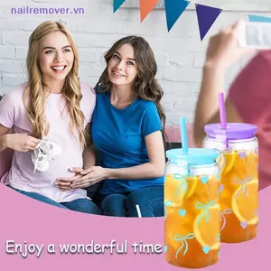 16oz Nơ Màu Hồng Cốc Nhựa Sữa Trong Suốt Cốc Cà Phê Có Ống Hút Du Lịch Ngoài Trời Ins Nước Uống Cốc Nước Nhà Bếp MỚI