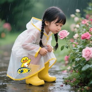 Áo mưa EVA cho bé – Mũ rộng chống mưa, áo choàng hoạt hình dễ thương