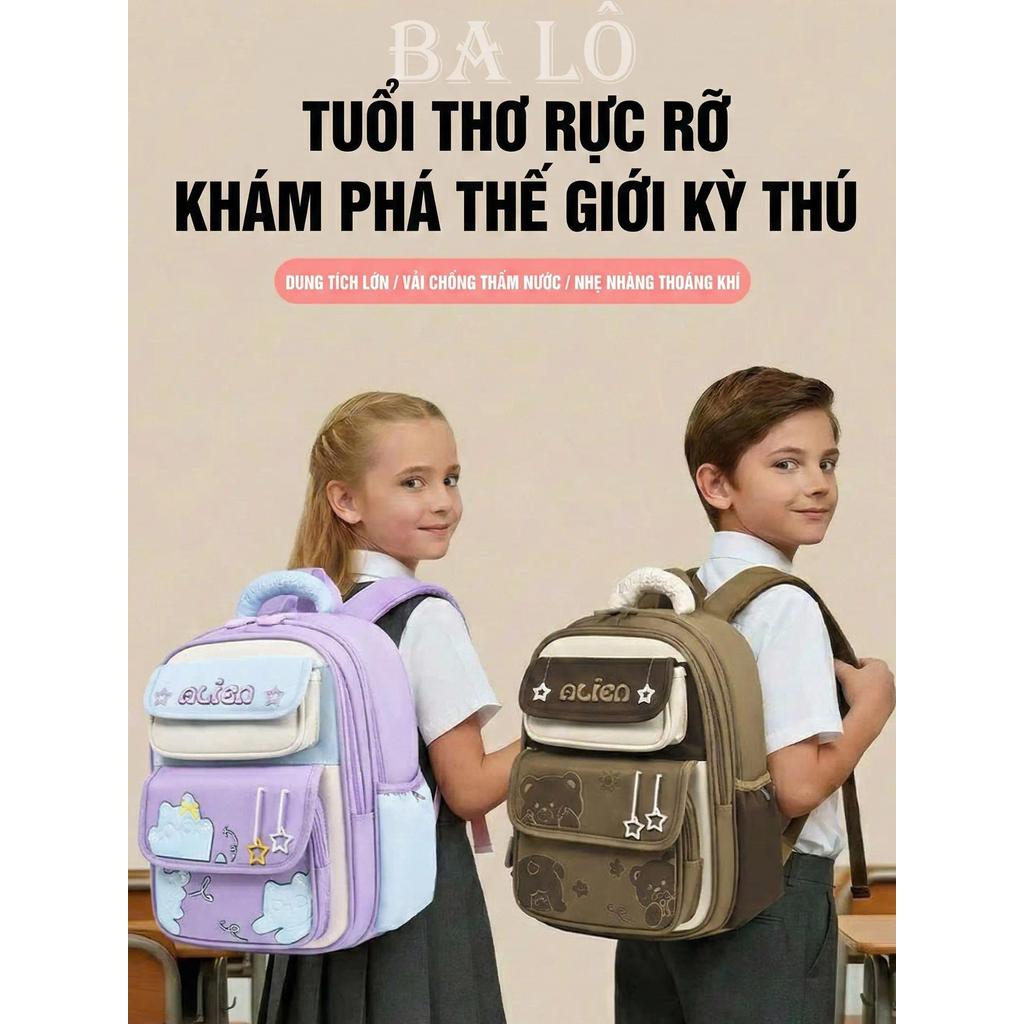 (TẶNG HỘP BÚT) Balo Gấu ALIEN Cao Cấp chống gù, chống nước, siêu nhẹ cho bé cấp 1- Kimbunshop90