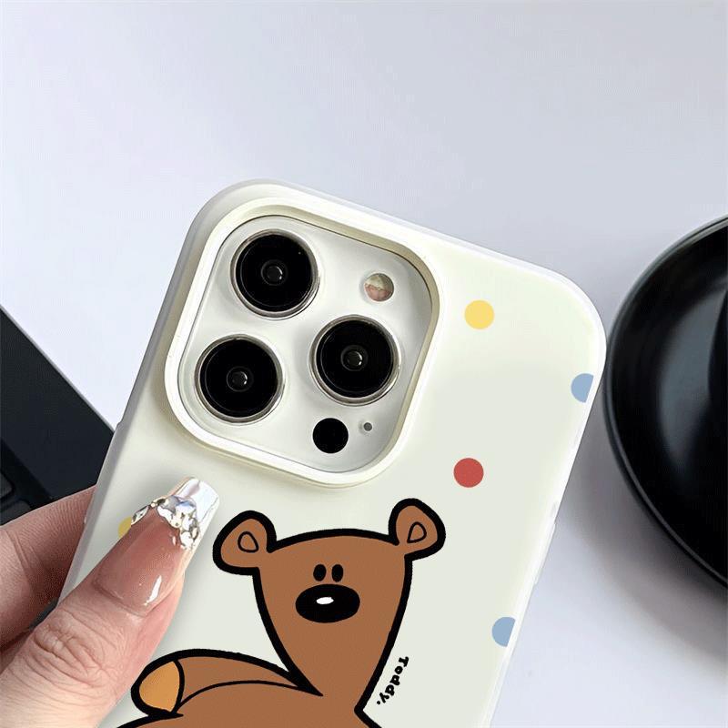 Màu chấm nâu gấu cho trường hợp iPhone 17promax 161514plus 2 trong 1 Jelly Shell131211pro