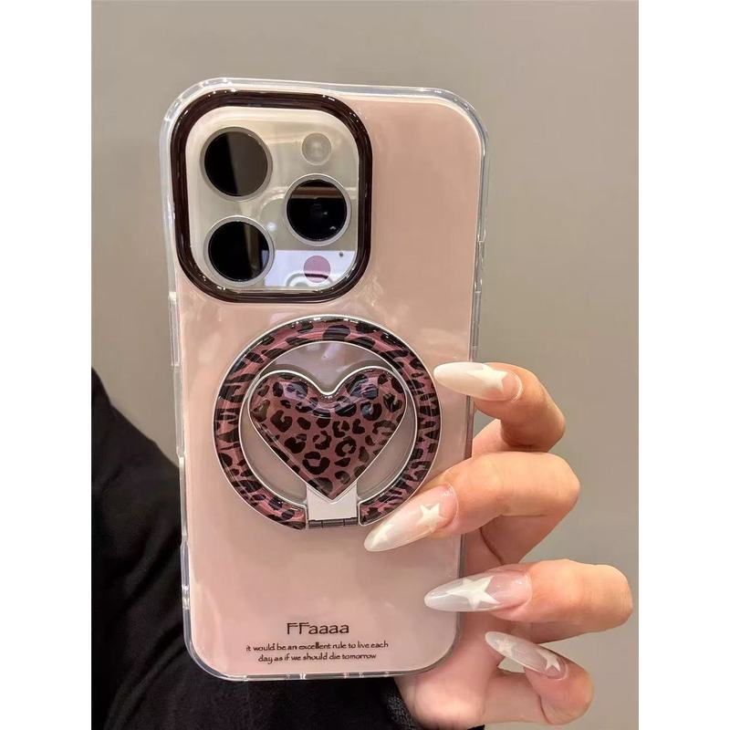 Ốp điện thoại Ins Mocha Heart Leopard Print Apple 17promax iPhone161514131211XSXR từ tính