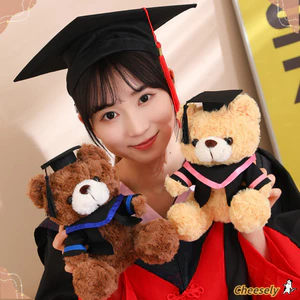 Búp bê gấu ngồi khiêm tốn, Búp bê gấu bông nhỏ tốt nghiệp, Áo choàng tốt nghiệp dễ thương 23cm Đồ chơi sang trọng dành cho học sinh