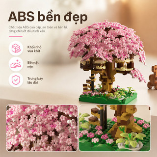 Mô hình lắp ráp cây hoa anh đào – Khối xây dựng 3D, có đèn – Đồ chơi sáng tạo, trang trí – Quà tặng cho bé