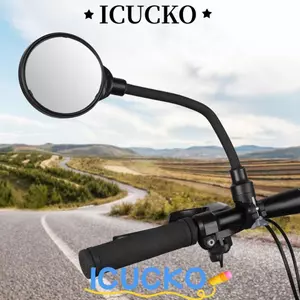 ICUCKO Gương ống dài, Gương chiếu hậu tay lái xe đạp có thể điều chỉnh màu đen, Thay thế xe đạp Tay cầm silicon linh hoạt Gương xe đạp