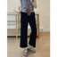 Quần Đen Nữ Drap Nhỏ Viền Ren Thường Ngày Quần Thẳng Size Lớn Béo mm