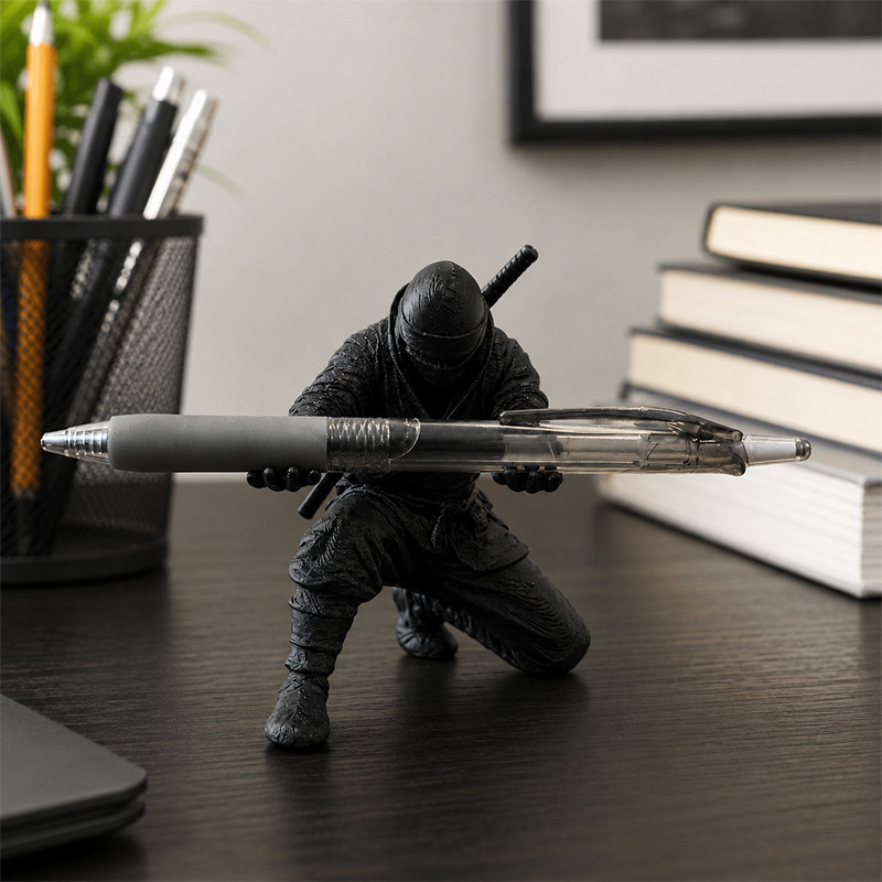 ✨Homie✨Tượng Ninja 3D cầm bút – Giá đỡ bút trang trí bàn học/bàn làm việc