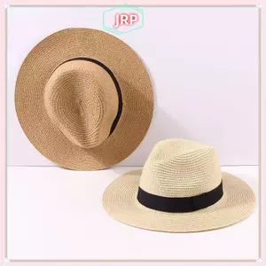 JRP Mũ Rơm Mùa Hè Nam Nữ Vành Rộng Bãi Biển Chống Tia UV Fedora Mũ Chống Nắng JRP