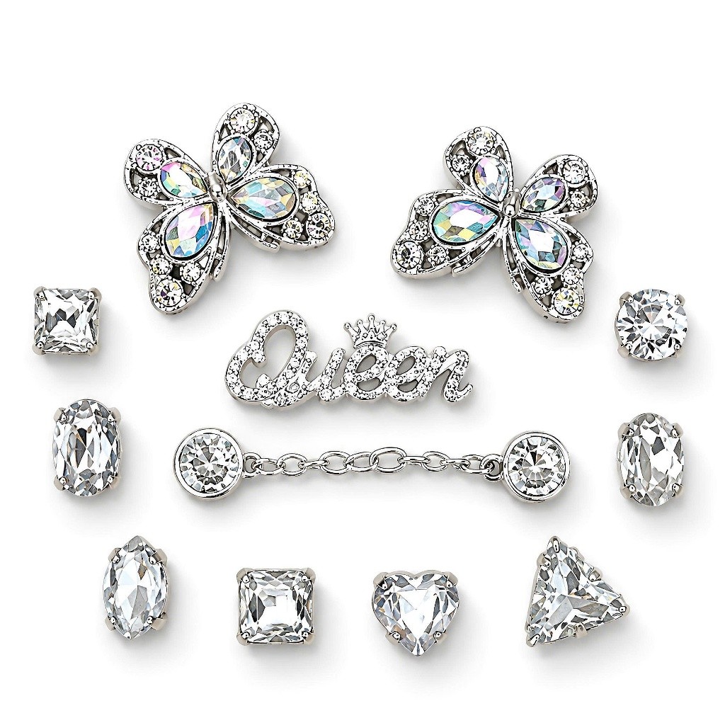 [ĐỘC QUYỀN] Set Charm Queen Butterfly Kim Cương Bạc Ánh Mix Bướm Hoàng Gia Đính Đá Sang Trọng ✨🦋👑