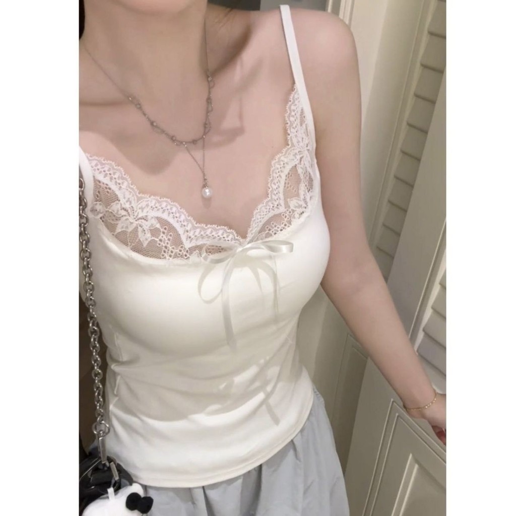 BM Phong Cách Nữ Dễ Thương Đi Kèm Miếng Lót Ngực Ngắn Top Ren Đẹp Lưng Áo Ngực Pure Desire Hot Girl Y2K Dây Đeo Vai Mỏng Hơn Nhìn Bên Ngoài Mặc Bên Trong Hàn Quốc Ngọt Ngào Mát Hẹn Hò Phù Hợp Với Cốc