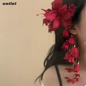 SMILE Lily Tua Rua Kẹp Tóc, Phong Cách Công Chúa Đỏ Hoa Hồng Kẹp Tóc, Hoa Nhân Tạo Mỏ Vịt Mô Phỏng Cánh Hoa Hairgrip Nữ