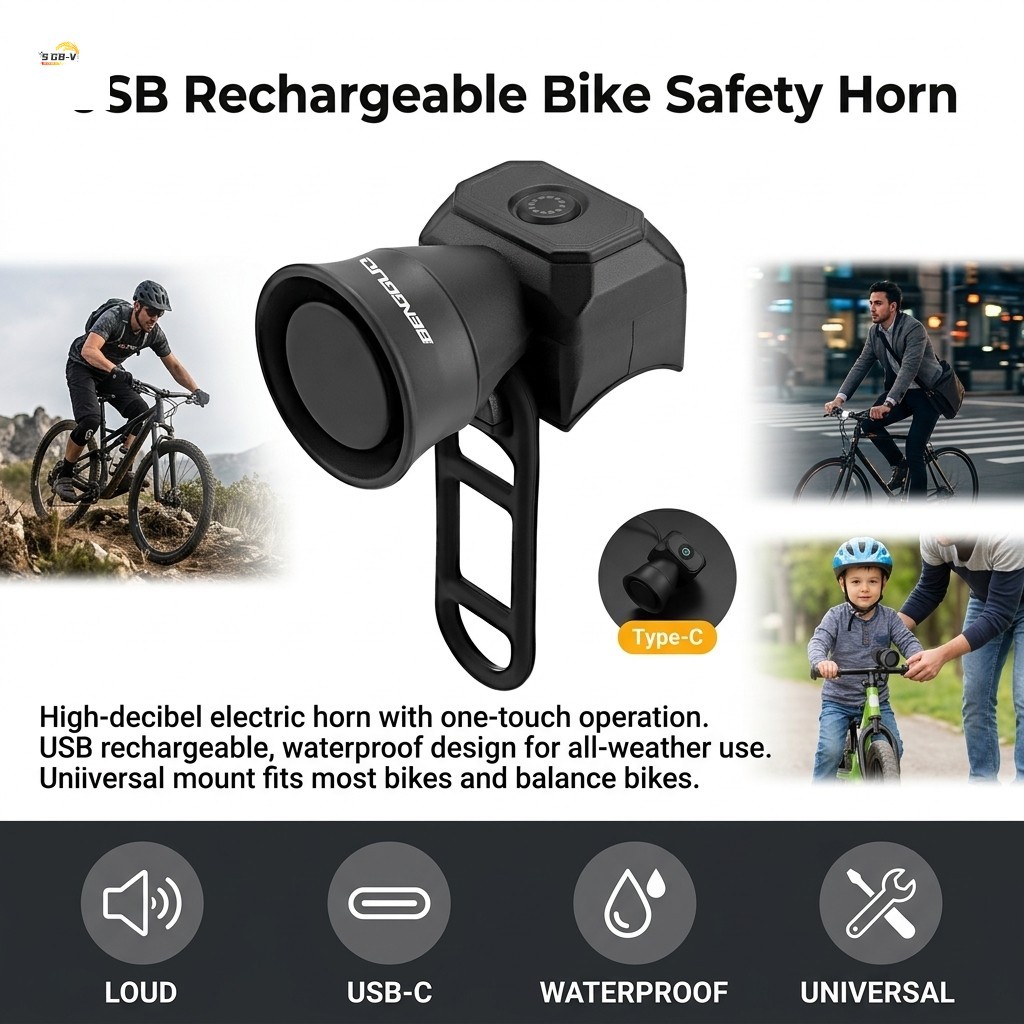 Chuông điện còi xe đạp USB có thể sạc lại chống nước cho phụ kiện cảnh báo an toàn đi xe đạp đường núi
