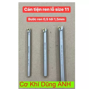 Cán tiện ren lỗ lắp chip ren Size 11 tiện bước ren 0,5 tới 1,5mm thép trắng chống rung