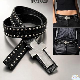 Thắt lưng chéo BRBRAA Punk, Thắt lưng đinh tán Gothic Y2K, Da PU hợp thời trang Retro Hip Hop Dạo phố Thắt lưng cho nam nữ Quần jean