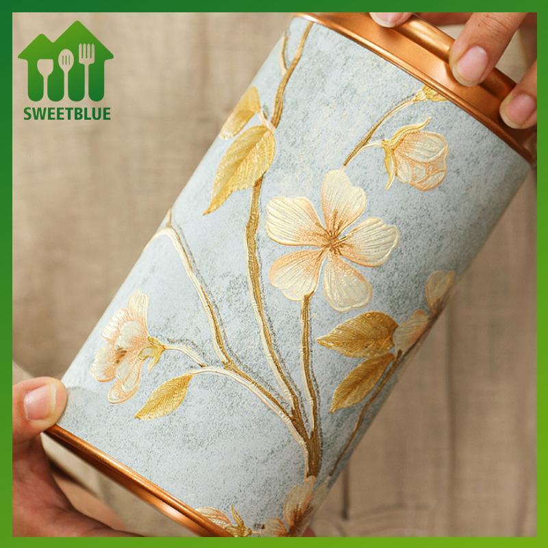 SWEET Hoa Văn Rỗng Trà Thiếc Có Thể Hộ Gia Đình Trà Xanh Kín Lọ Di Động Nhà Trà Nhỏ Paaging Hộp Thiếc Bảo Quản Có Thể n