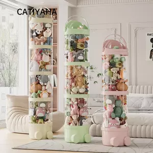 Hộp đựng búp bê CATIYAHA, Ống đựng đồ chơi sang trọng phong cách hoạt hình bằng nhựa, có tay cầm 1 / 2 / 3 lớp Hộp đựng búp bê nhồi bông trong suốt cho trẻ em Trẻ em