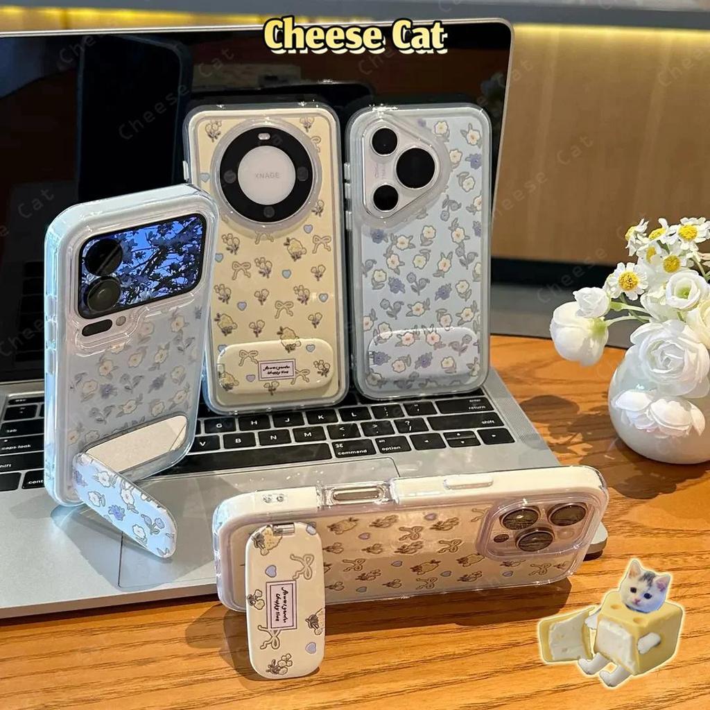 Ốp điện thoại đứng gương hoa màu vàng xanh cho iPhone 15 14 13 12 11 16 17 Pro Max Xs Max XR