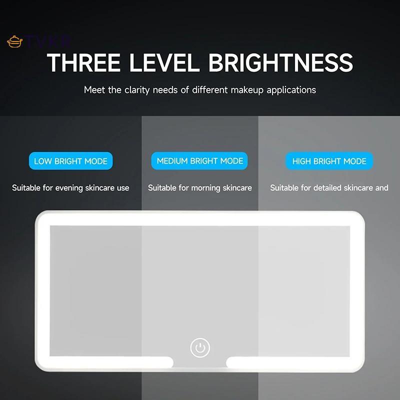 TVKR Xe LED Trang Điểm Gương Ba Bánh Răng Điều Chỉnh Tấm Che Nắng Nội Thất Gương Phía Sau Có Thể Điều Chỉnh Độ Sáng Màn Hình Cảm Ứng Tự Động Vanity Gương OIK