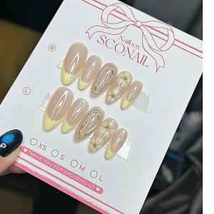 NAIL BOX VÀNG PASTEL HOA LOANG FRECNH ĐẦU MÓNG