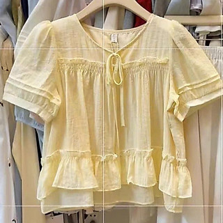 Áo Sơ Mi Diệu Ngắn Tay Dáng Baybydoll Chất Voan Tơ Phong Cách Hàn Quốc M02