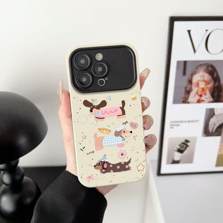 Bánh Dachshund Hàn Quốc Thích Hợp Cho iPhone 17 Pro Ốp Lưng Chống Sốc XS Max 15 Pro Max 17 Pro 11 Pro XR 12 14 16 ProMax 7 Plus 13 Ốp Điện Thoại Silicon Mềm Mờ