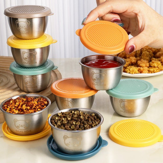 1 / 3 / 6 Cái Hộp Đựng Salad Có Nắp Silicon / Hộp Bảo Quản Sốt Chống Rò Rỉ Họa Tiết Gấu