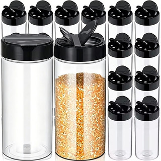 Chai gia vị nắp lật đôi đa kích thước - Bình đựng gia vị rỗng trong suốt PET có nắp đậy