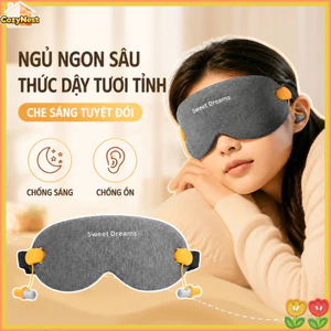Bịt Mắt Ngủ 3D Tích Hợp Nút Tai Chống Ồn, Mặt Nạ Mềm Thoáng Có Khóa Dán, Du Lịch Máy Bay Văn Phòng