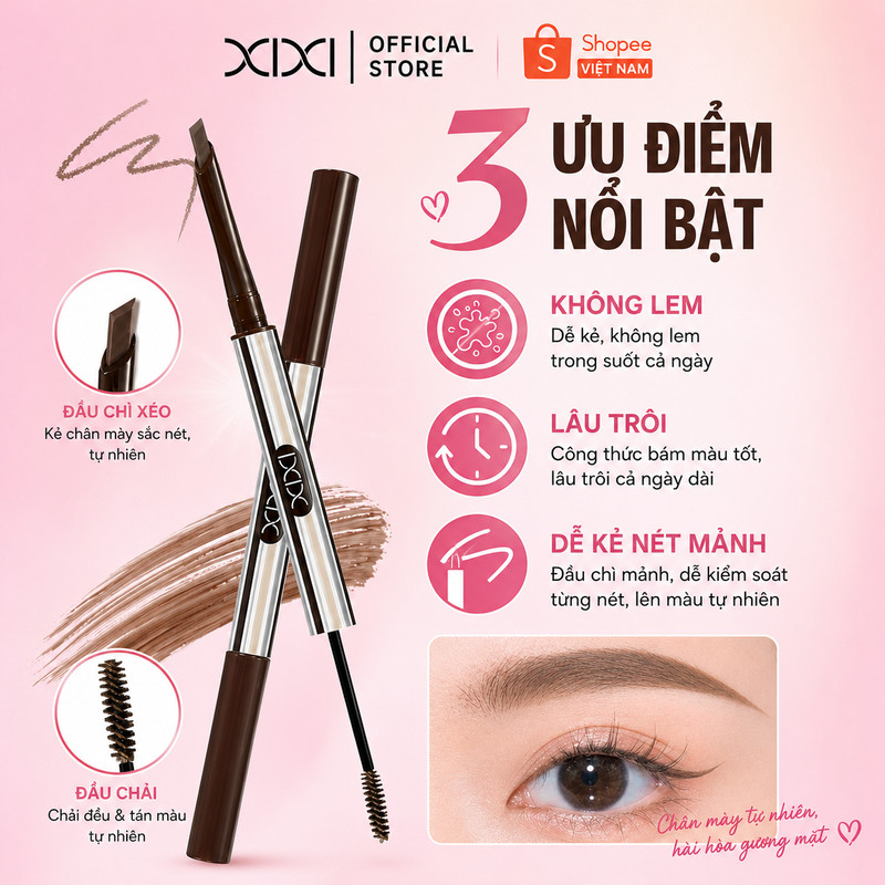 XIXI Chì Kẻ Mày Tự Động Ngòi Mảnh, Dễ Vẽ Chân Mày Tự Nhiên, Không Lem Lâu Trôi D695