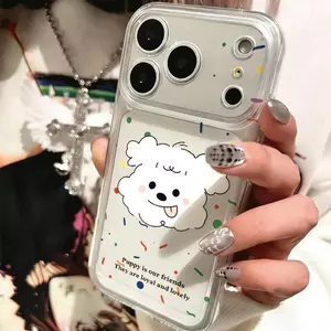 Vui vẻ sữa trắng Puppy cho iPhone17promax trường hợp 1514plus Fine Hole quá rỗng 131121