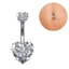Nhẫn Nút Bụng PYCOU, Thép Không Gỉ Zircon Xuyên Rốn Rốn, Hình Trái Tim Phổ Biến Trang Sức Cơ Thể Bạc Pha Lê Cho