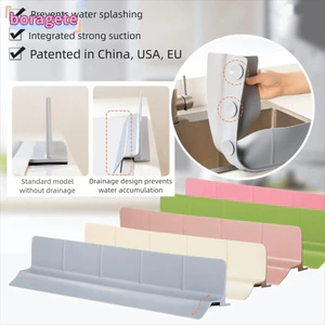 Vách ngăn bồn rửa bằng silicon BORAGETE, Tấm bảo vệ chống nước bằng silicon, Vật dụng gia đình Màn hình linh hoạt Thiết kế cốc hút chống dầu vách ngăn chống nước