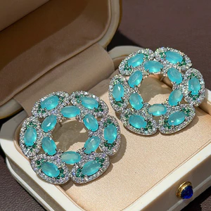 Bông tai hoa thanh lịch dài sang trọng tua rua Hàn Quốc Zircon