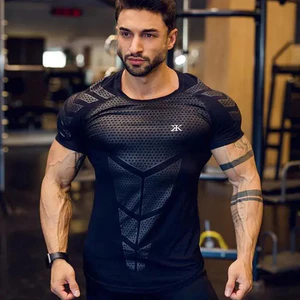 Áo thun nén khô nhanh dành cho nam VN, Áo nỉ Skinny ngắn tay, Áo đen dành cho phòng tập thể dục, tập thể dục, tập thể dục.