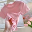 Bé Gái Ngọt Ngào Hoạt Hình Ngắn Tay Dây Rút Ngọc Trai Tình Yêu Phong Cách Trái Tim 90-140 Kích Thước BGQR