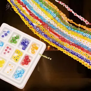 HNKMP 10 Chiếc Thủy Tinh Ngàn Hoa Phẳng Hạt Hoa Mai Rải Hạt Tách Hạt Handmade DIY Vòng Tay Nelace Trang Sức Acce.