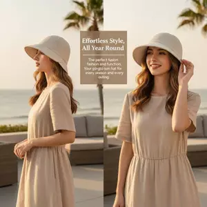 < YEI > Mũ Buet thể thao ngoài trời Mũ chống nắng màu trơn Áo UV Câu cá Cắm trại Mũ du lịch Mới