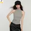 < YEI > Mùa Hè Mỹ Retro Chấm Bi Nửa Rùa Không Tay Ôm Cho Nữ Mới