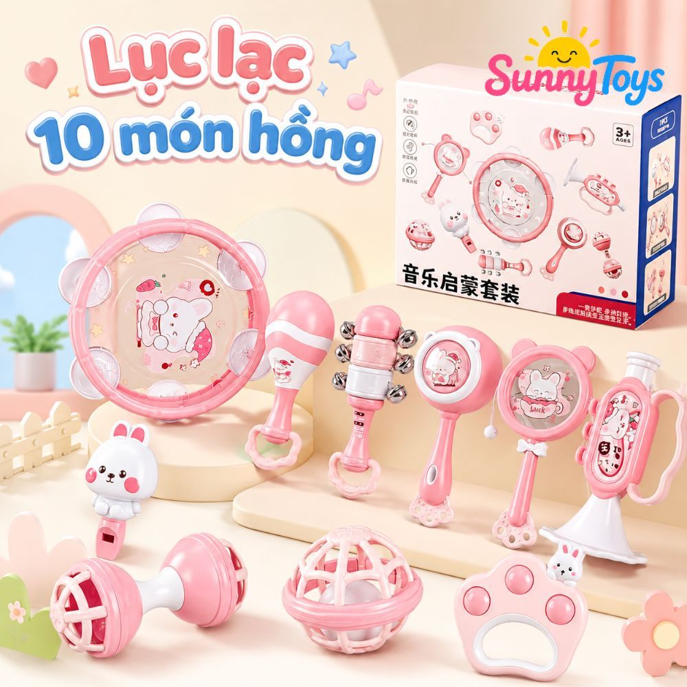 Bộ Lục Lạc Gặm Nướu SunnyToys 10 Món - Đồ Chơi Sơ Sinh Cho Bé Tập Cầm Nắm