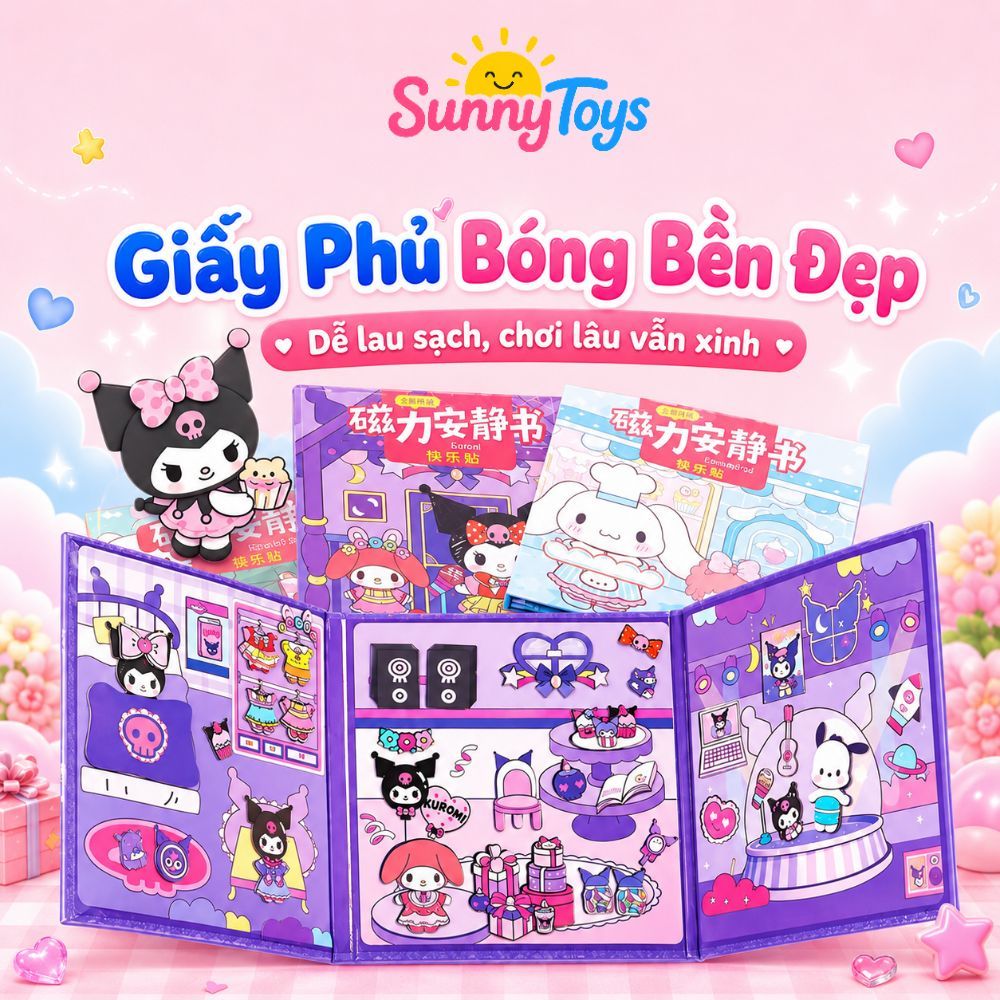 Sách Nam Châm Thay Trang Phục SunnyToys - Mẫu Kuromi, Cinnamoroll, Melody, Hello Kitty Cho Bé