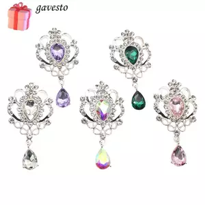 GAVESTO Áo cưới, Chất liệu hợp kim Trâm cài cô dâu lưng phẳng, Nút may vá DIY Craft Màu bạc Thiết kế kim cương giả Mặt dây chuyền kim cương giả Thiết kế lời mời