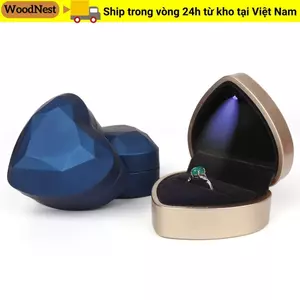 Hộp Nhẫn Cưới GỖ, Bao Bì Quà Tặng Đèn LED Cặp Đôi Hộp Nhẫn, Trang Sức Sang Trọng Trang Sức Tổ Chức Trang Sức Hộp Đựng Trang Sức Đính Hôn Cưới