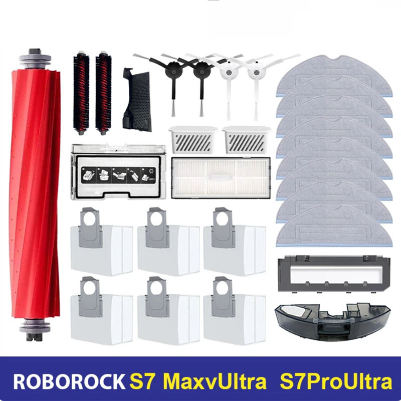 Bàn Chải Bên Chính Cây Lau Nhà Hepa Lọc Bụi Túi Vệ Sinh Cán Bàn Chải Roborock S7 Maxv Ultra S7 Pro Ultra Robot Hút Chân Không Phụ Kiện