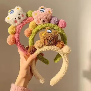 Plus Sang Trọng Gấu Dễ Thương Đầu Nữ Mặt nạ Rửa Mặt Đặc Biệt Băng Đô Ra Phù Hợp Với Mũ Hoạt Hình Gói Tóc Kẹp Tóc
