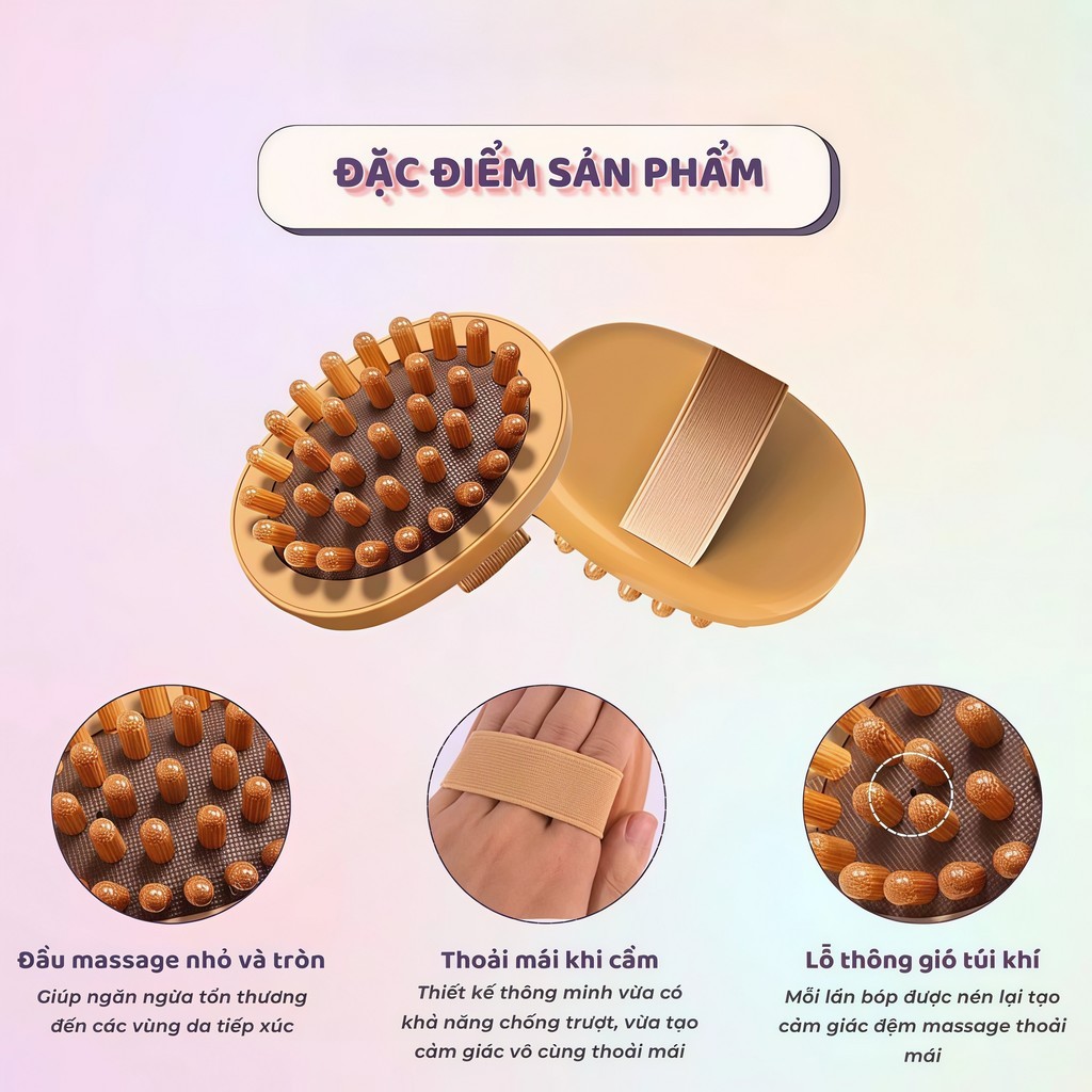 Lược Massage Da Đầu Bàn Chải Kinh Tuyến Di Động Chống Tĩnh Điện Thúc Đẩy Lưu Thông Máu Giảm Mệt Mỏi Bằng Gỗ - FE123