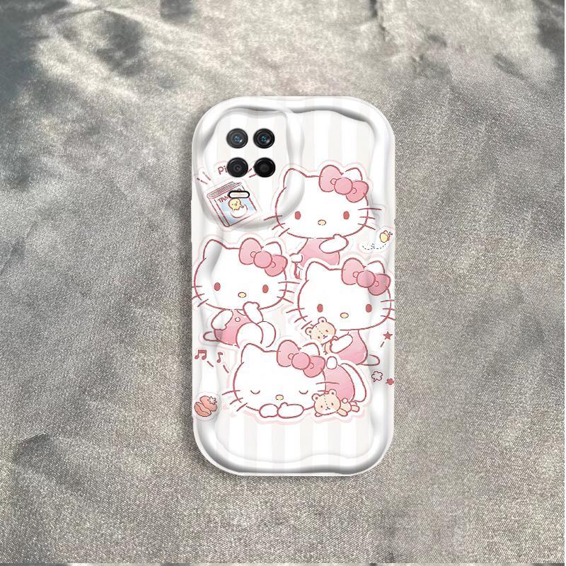 Thích hợp cho OPPO A54 4G 3D Wave Soft TPU Kitty Cat Vỏ điện thoại chống sốc