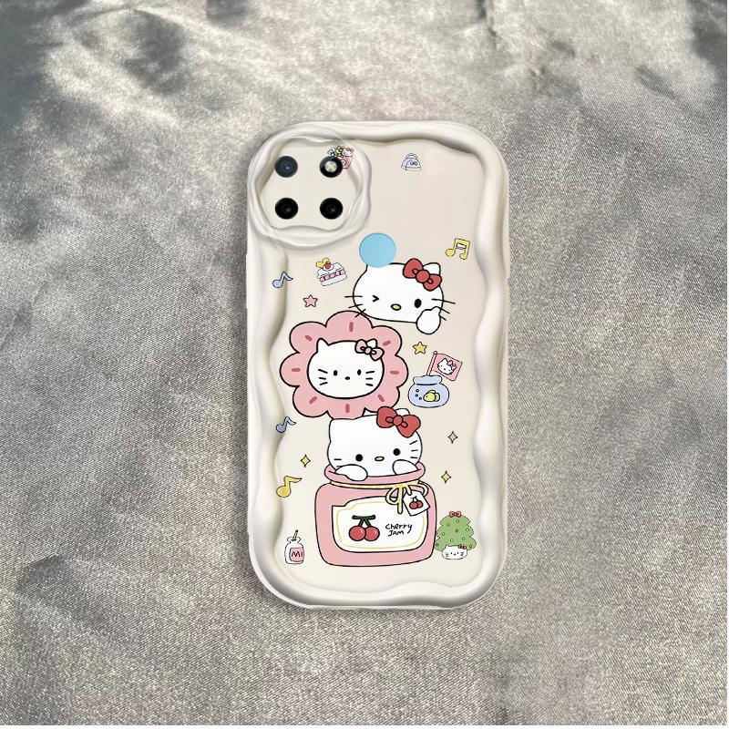 Thích hợp cho Realme C12 C15 C25 C25S C21Y C25Y Narzo 30A Narzo 20 3D Vỏ kem TPU mềm Vỏ điện thoại chống sốc cho mèo Kitty